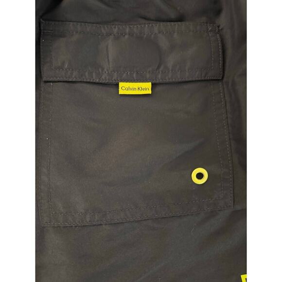 Calvin Klein Black Yellow Logo Mesh Lined Swim Trunks Men’s Size XXL - Picture 6 of 6